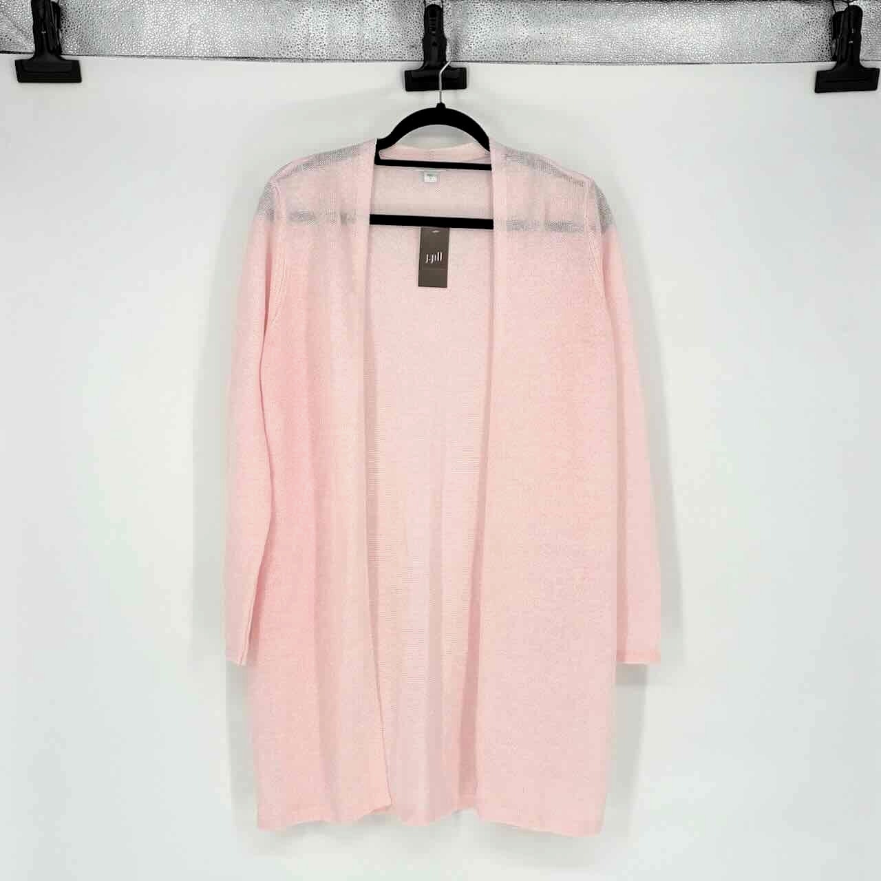 Nwt J. Jill Pink Blush Linen Blend Open Front Long Sleeve Cardigan - Size S